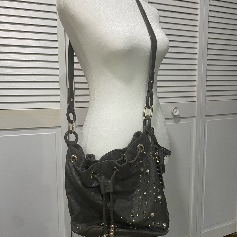 Charles David Studded Gray Shoulder Bag